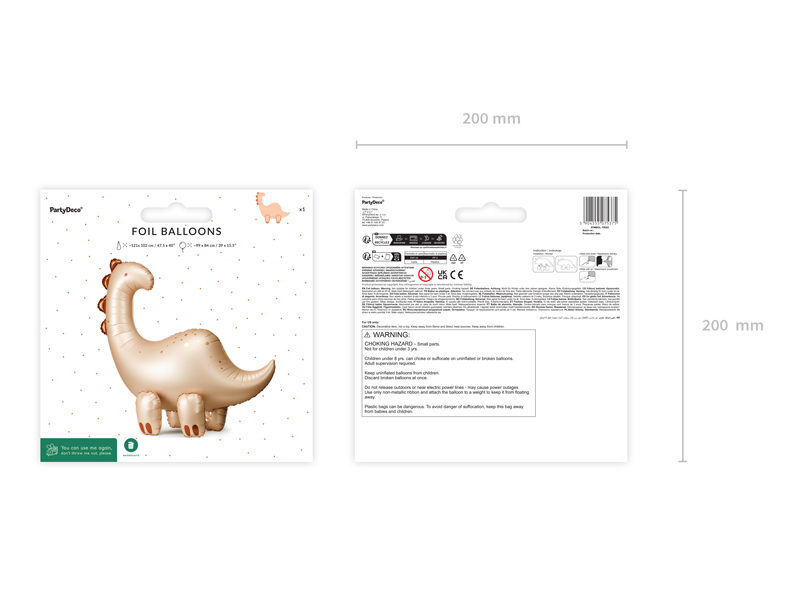 Balon Din Folie Dinozaur Brontosaurus, Bej & Bronz 91x85 cm