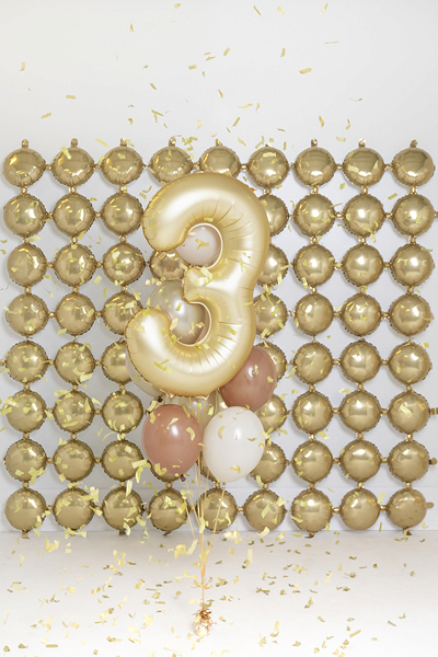 Balon din Folie, Cifra 3, 86cm Auriu