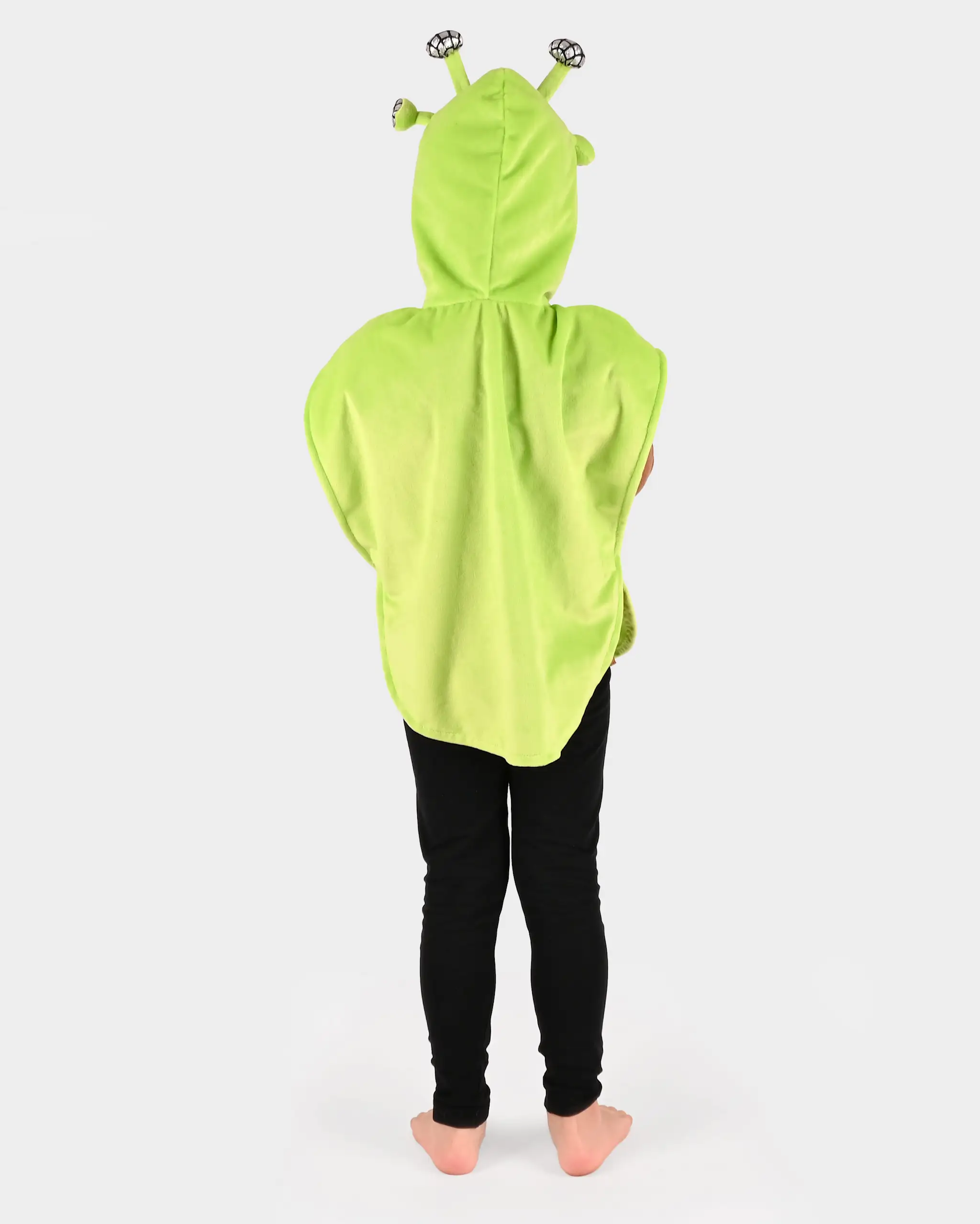 Costum Extraterestru pentru Copii – Pelerină Verde cu Glugă | 1–4 Ani, 86–110 cm