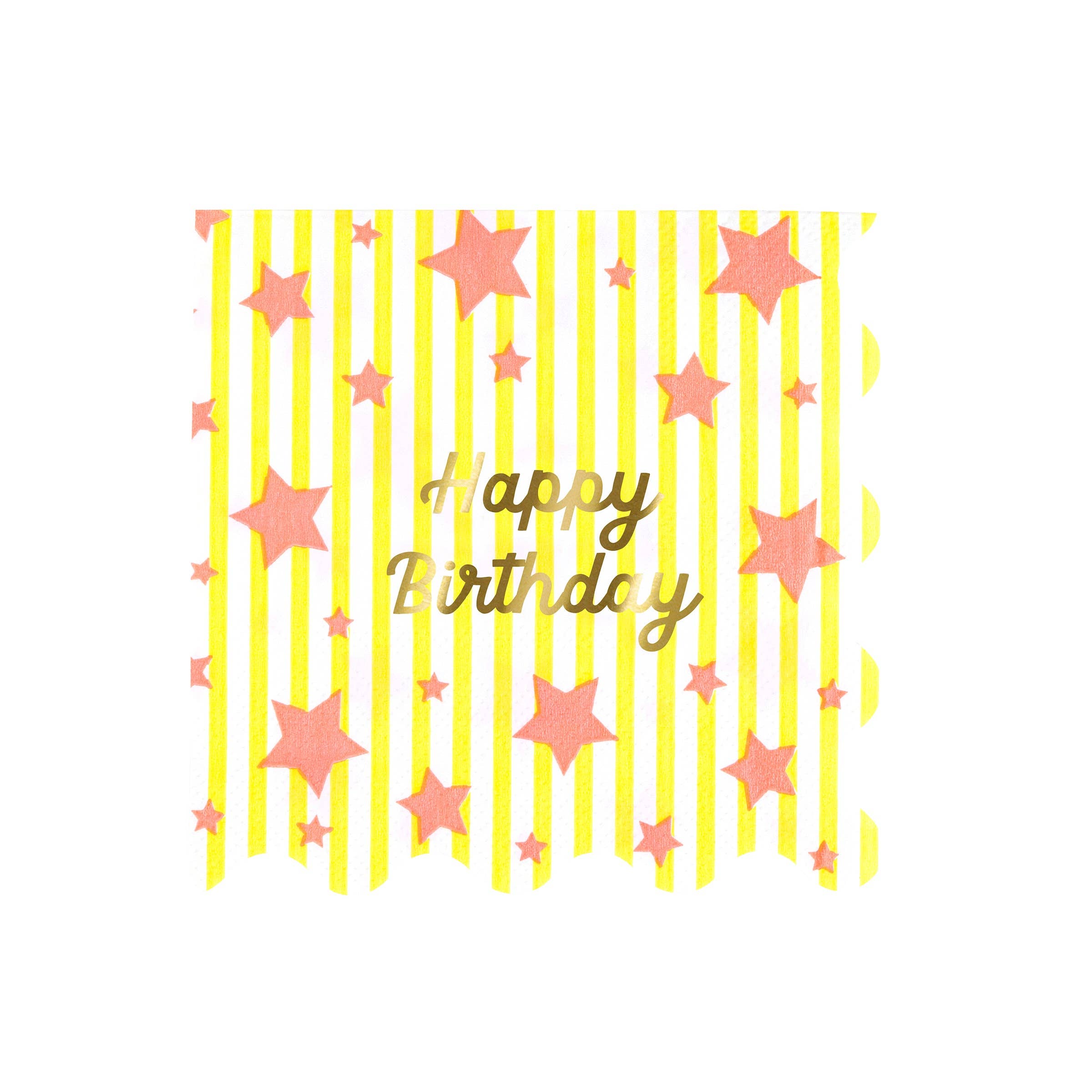 Șervețele hârtie „Bright Star Happy Birthday” (16 buc) 16cm, multicolor cu folie aurie