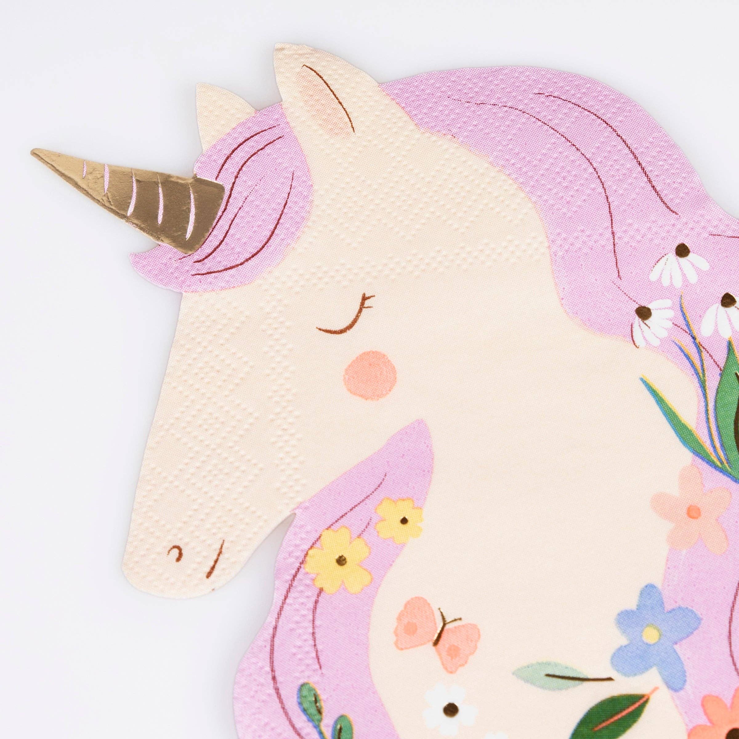 Șervețele hârtie „Meadow Unicorns” (16 buc) 16 cm, cu detalii aurii și neon