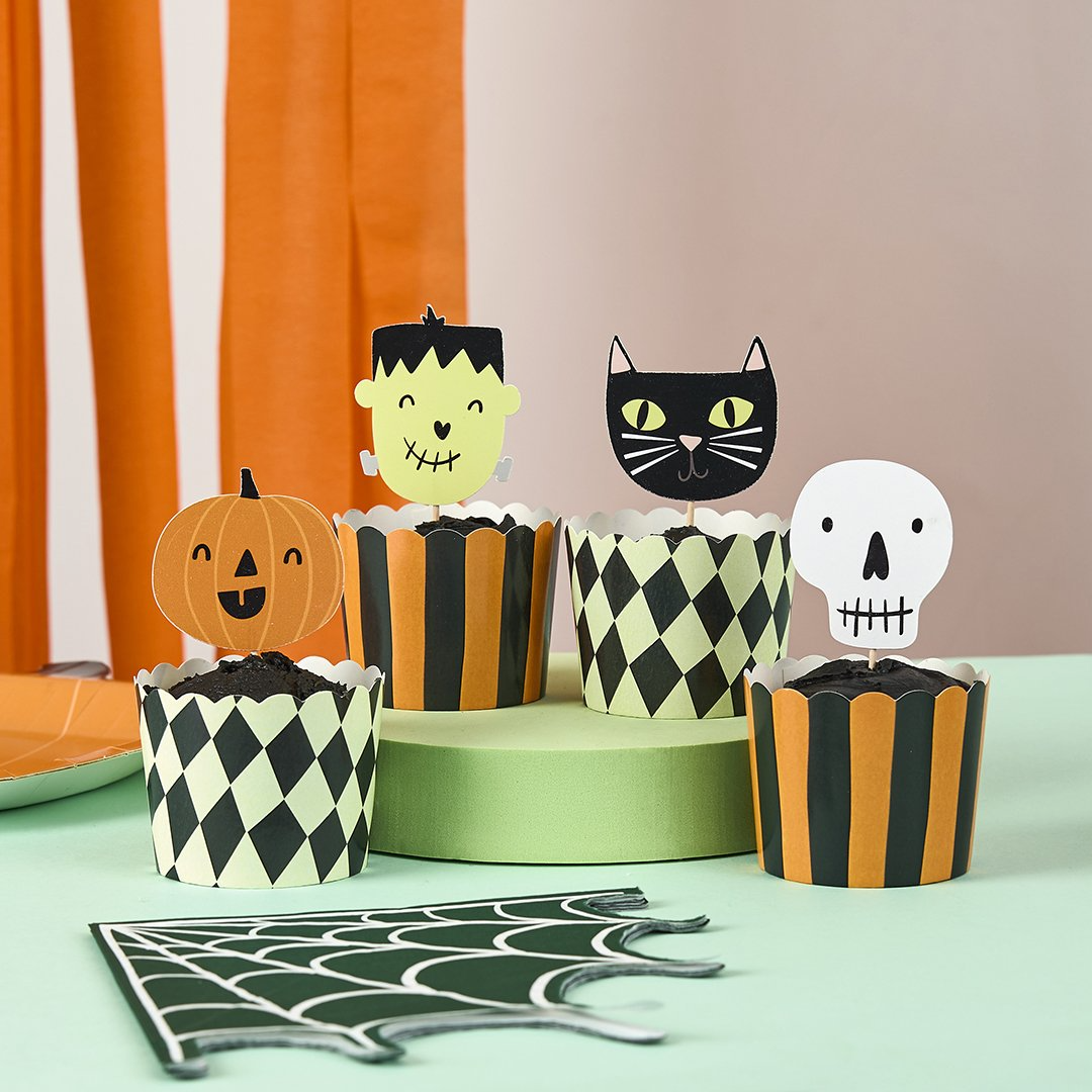 Set cutii si toppere pentru gustari Halloween (12 cutii + 12 toppere)