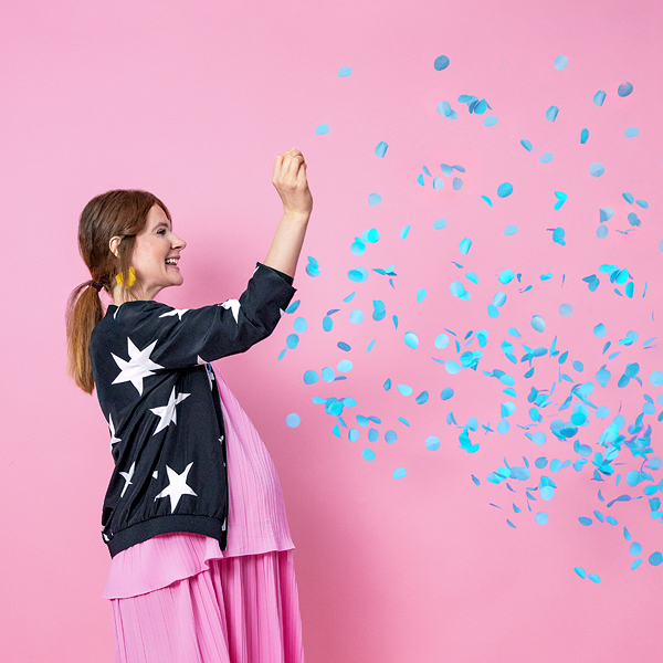 Balon XL Gender Reveal cu confetti albastre (Băiețel) 1 m