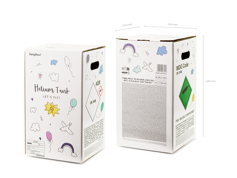 Butelie cu heliu pentru 50 baloane, roz