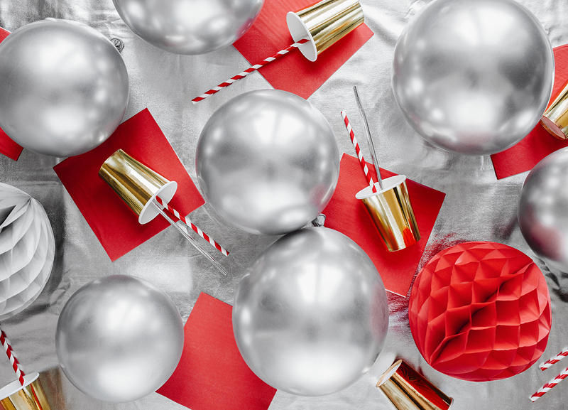 Baloane lucioase (10 buc) 30 cm, argintii