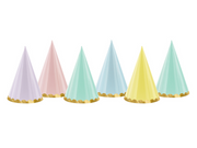 Coifuri Petrecere Pastel cu Accente Aurii (16 cm, 6 buc.)