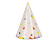 Coifuri de petrecere „Confetti” (6 buc) bej cu confetti multicolore, 16 cm