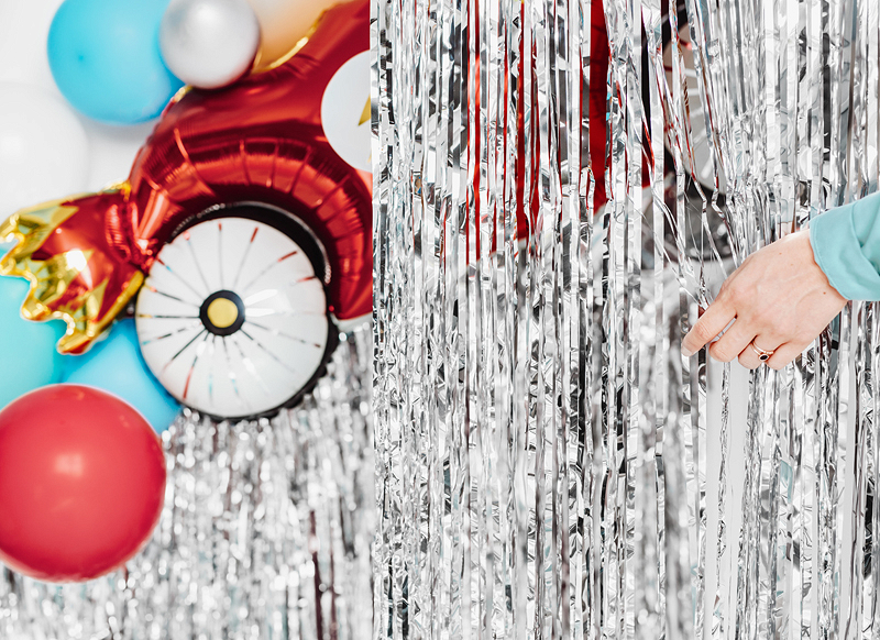 Perdea decorativă, argintie, 100x200cm