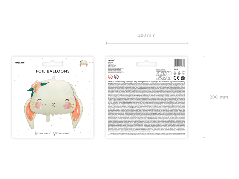 Balon folie Iepuraș, 50x45cm, bej