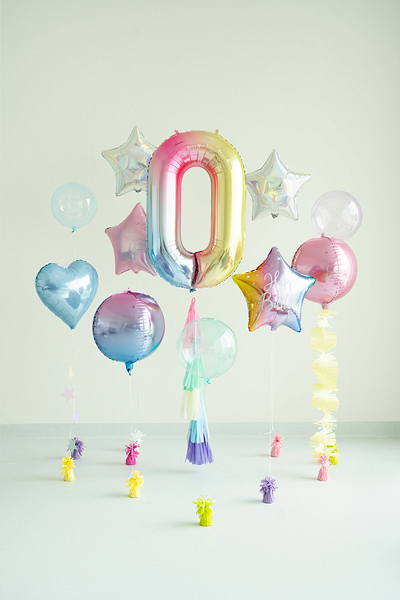 Balon folie cifră 0 (86 cm) curcubeu pastel