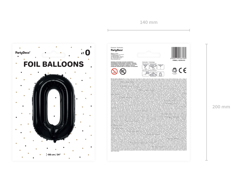 Balon folie cifră 0 (86 cm) negru