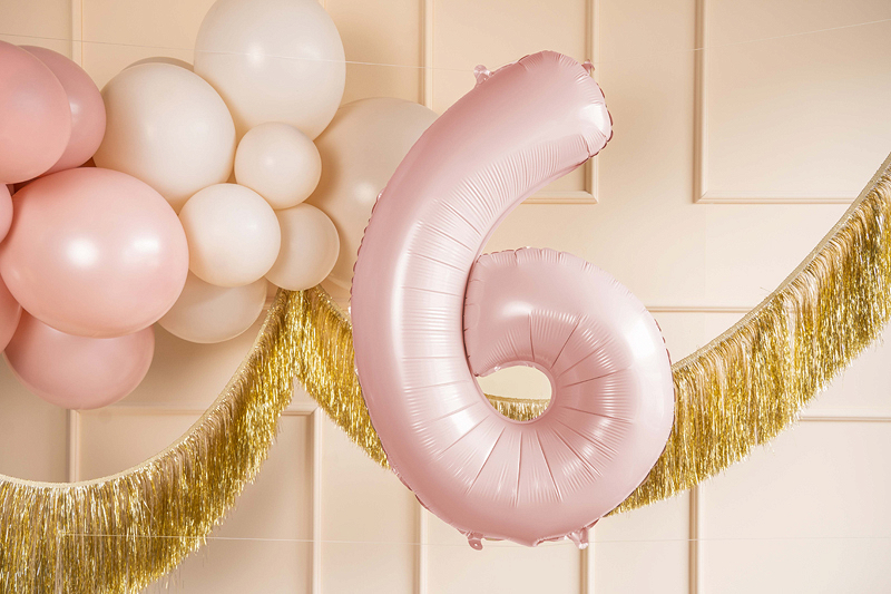 Balon din Folie Cifra 6 Roz Deschis 72 cm