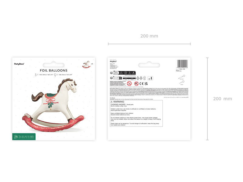 Balon folie Căluț Balansoar de Crăciun, 106x86 cm