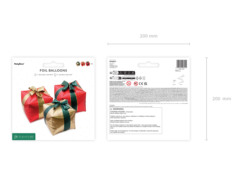 Set 3 baloane folie Cutii Cadou craciun, 34x36cm