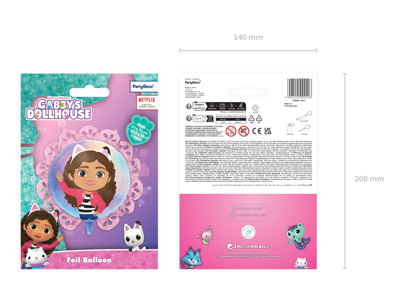 Balon folie Gabby's Dollhouse cu volănaș (52x52 cm) Roz