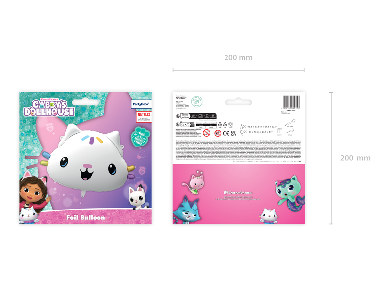 Balon Folie Cakey Gabby's Dollhouse, 67x43cm, Alb
