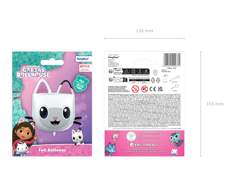 Balon Folie Pandy Paws Gabby's Dollhouse, 65x57cm, Alb