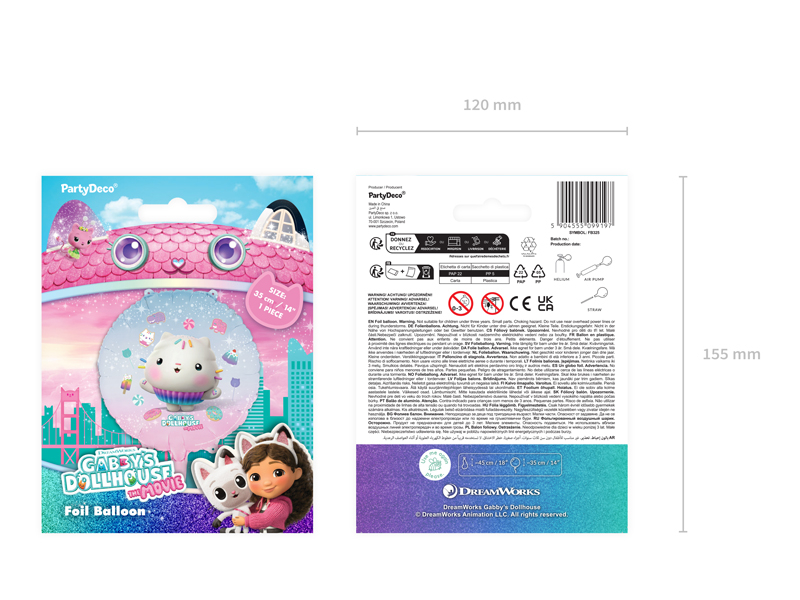 Balon Folie Disc Cakey Gabby's Dollhouse, 35 cm, Mix Culori