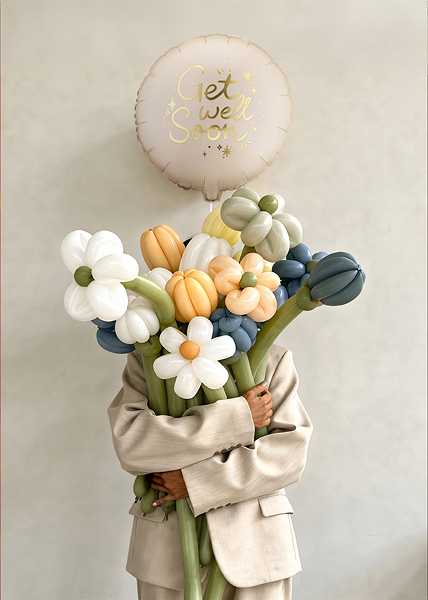 Balon folie tip "Get Well Soon", 35cm, Bej/auriu