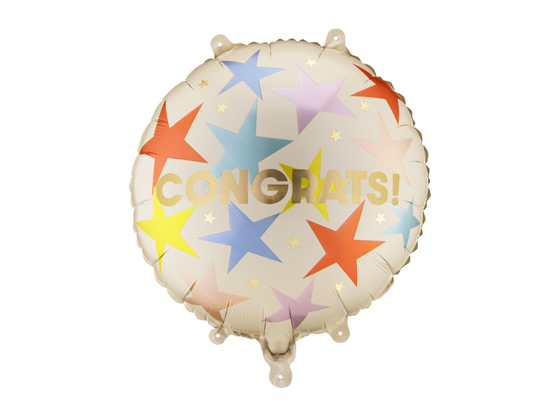 Balon folie Congrats / Felicitari, 35cm, Bej/Multicolor