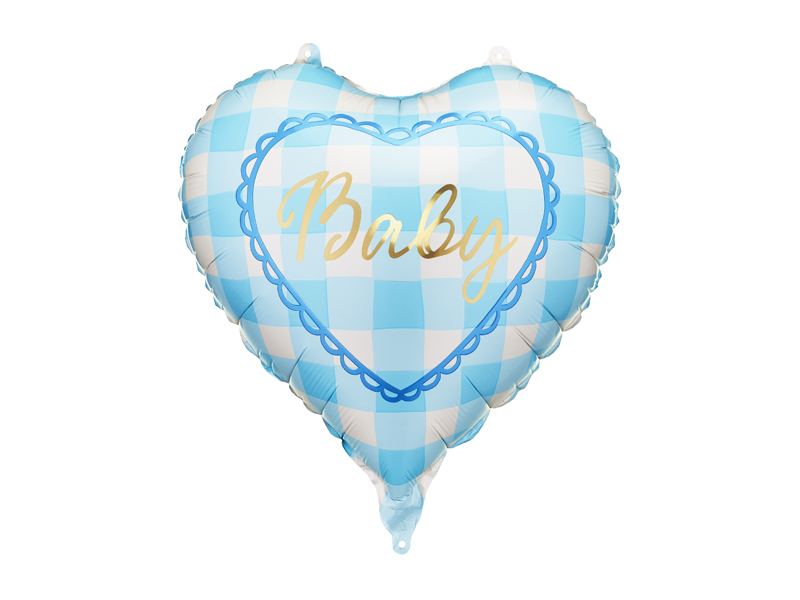 Balon folie inimă Baby albastru deschis / Auriu (35 cm) baby shower