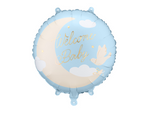Balon folie Welcome Baby (35cm) albastru deschis / Auriu Baby Shower
