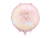 Balon folie Welcome Baby roz deschis (35cm) baby shower