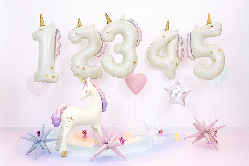 Balon folie Cifră 1 Unicorn, 93 cm