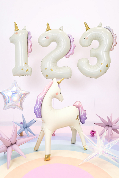Balon folie Cifră 2 Unicorn, 93 cm