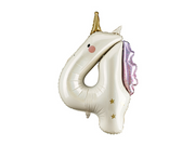 Balon folie Cifră 4 Unicorn, 93 cm