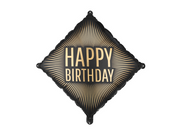 Balon folie Happy Birthday, 46x46 cm, Auriu/Negru
