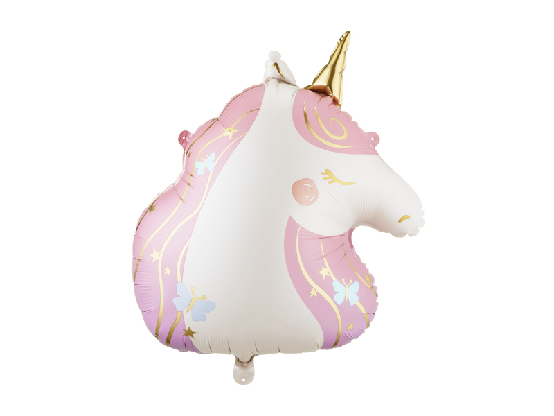 Balon din folie Unicorn, 52x61cm, Alb/Roz/Auriu