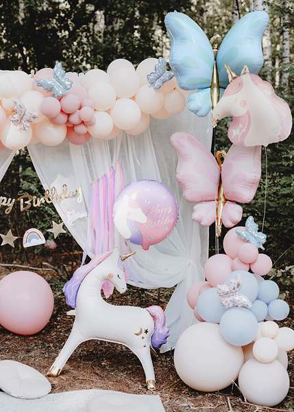 Balon din folie Unicorn, 52x61cm, Alb/Roz/Auriu