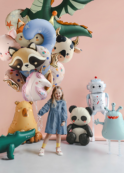 Balon din folie Panda, 68x72cm, Alb/Negru