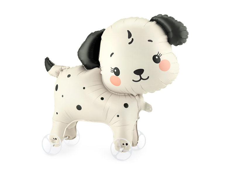 Balon din folie Cățel pe roți, 70x59cm alb/negru