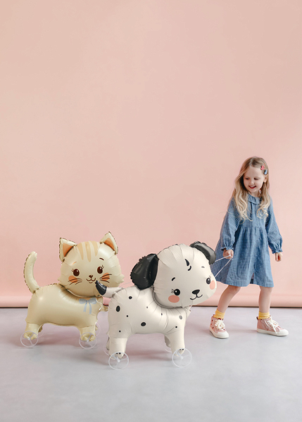 Balon din folie Cățel pe roți, 70x59cm alb/negru