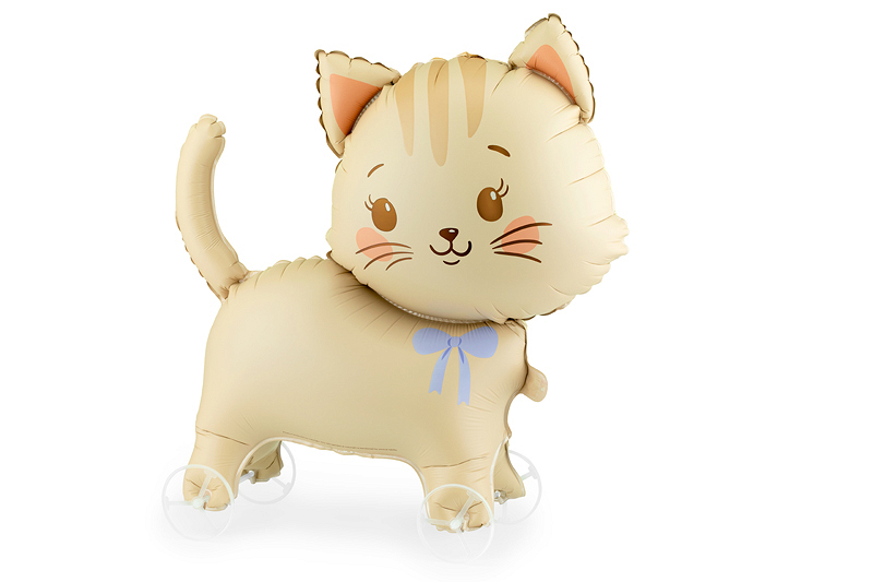 Balon din folie Pisică pe roți, 61x65cm, bej deschis
