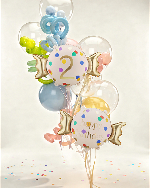 Balon folie Candy cifra 2, 61x37 cm, Auriu/Crem