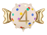 Balon folie Candy cifra 4, 61x37 cm, Auriu/Crem