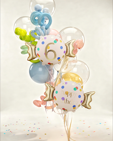 Balon folie Candy cifra 6, 61x37 cm, Auriu/Crem