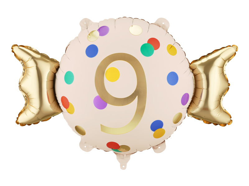 Balon folie Candy cifra 9, 61x37 cm, mix