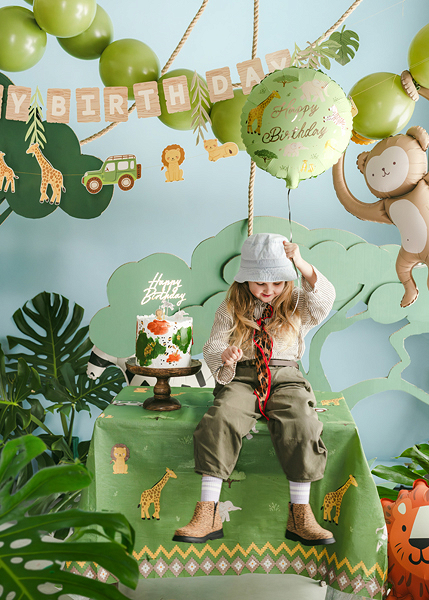 Balon folie „Happy Birthday” Safari, 35cm, verde