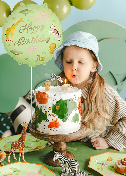 Balon folie „Happy Birthday” Safari, 35cm, verde