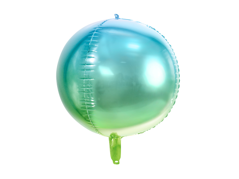Balon folie sferic ombre albastru și verde metalizat 35 cm