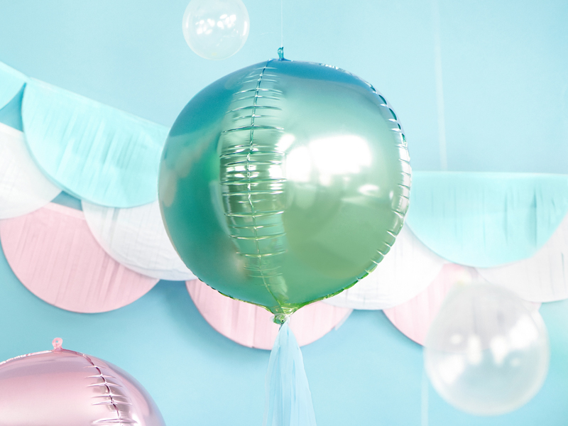 Balon folie sferic ombre albastru și verde metalizat 35 cm