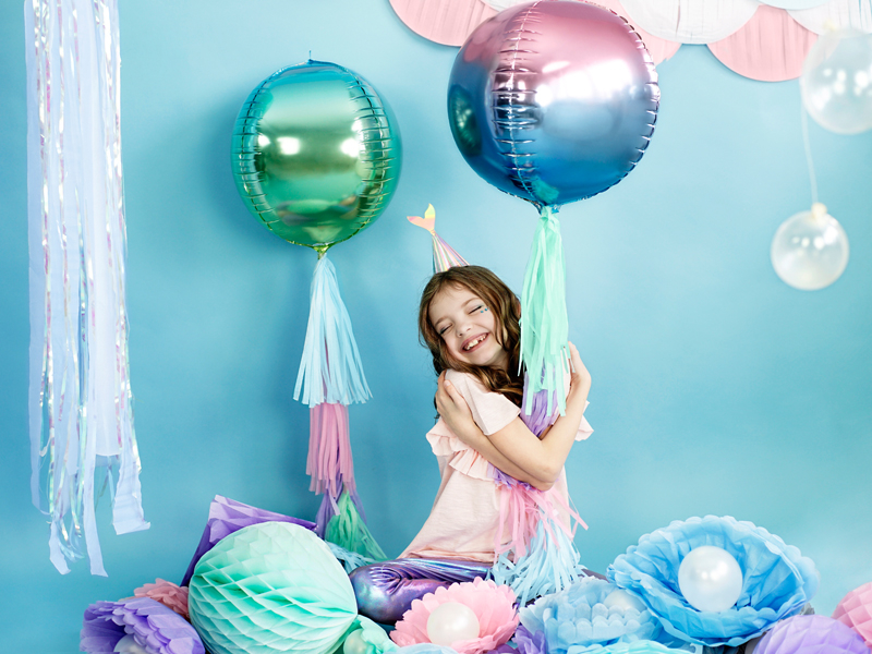 Balon folie sferic ombre albastru și verde metalizat 35 cm
