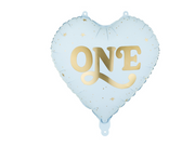 Balon din folie Inimă „One”, 35cm, Albastru deschis