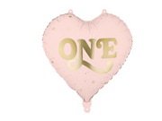 Balon din folie Inimă „One”, 35cm, roz deschis
