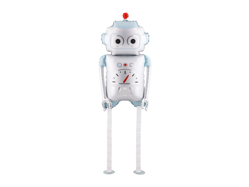 Balon folie (Walking) Robot Argintiu & Bleu (37x80cm)
