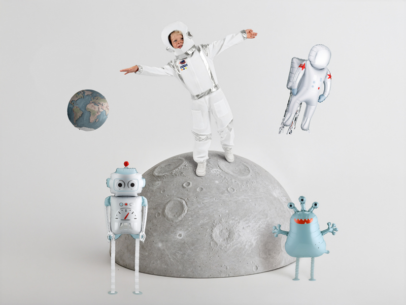 Balon folie (Walking) Robot Argintiu & Bleu (37x80cm)